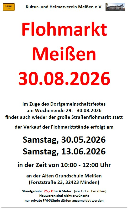 Anmeldtermine Flohmarkt 2026